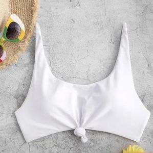 White knotted bikini top